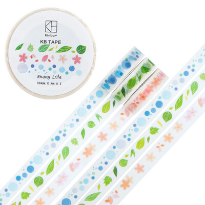 

Kinbor 3 roll pocket book&paper tape 10mm5m basic handbook sticker color tape dot line DTB64157
