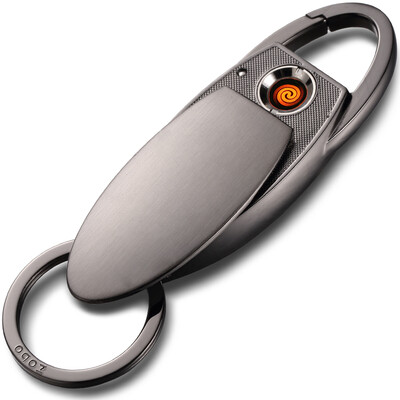 

Authentic zobo car keychain USB charging cigarette lighter press pick-up key ring car ornaments birthday gift ZB-585 silver brushed