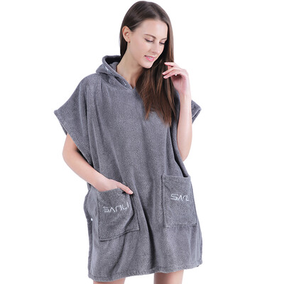 

Sanli long-staple cotton hooded bath towel type A soft absorbent wearable cloak cloak 670 g cotton beach towel bathrobe head yukata female models L white