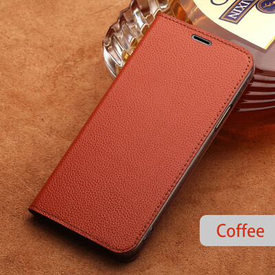 

Genuine Leather flip Case For Samsung S6 S7 S8 Plus Note 8 Litchi Texture Suction cup Wallet phone cover
