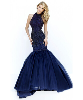 

Blue Hollow Summer Sparkles Floor Length Mermaid Wedding Dress