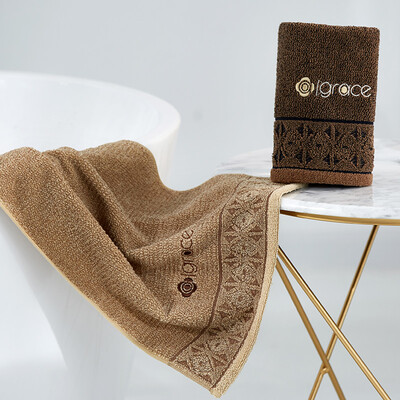 

Jie Li Ya Grace cotton towel simple fashion wash towel 110G strip 76 34cm Jacquard strong absorbent mens soft adult couple increase thickening towel two loaded