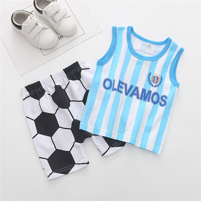 

Childrens suit of pure cotton childrens clothing football pattern sport boys&girls suit letter