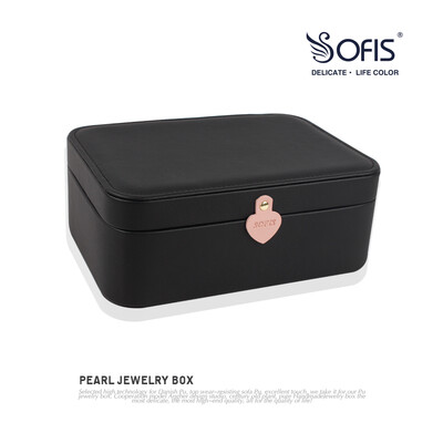 

SOFIS peach heart lifting jewelry box double large jewelry box jewelry storage box necklace box simple Korean birthday gift black