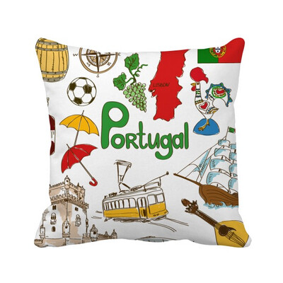 

Portugal Landscap Animals National Flag Square Throw Pillow Insert Cushion Cover Home Sofa Decor Gift
