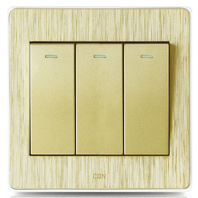 

Sidon (CDN) DJ-K031 three open single control wall switch socket warranty 10 years 3D brushed gold sharp series