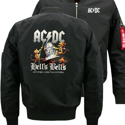 

AC DC Rock Band Bomber Flight Flying Jacket Winter thicken Warm Zipper Men Jackets Anime Mens Casual Coat