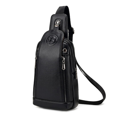 

Mens chest bag shoulder strap backpack leather travel mens Messenger bag retro backpack chest bag B-fdk1368