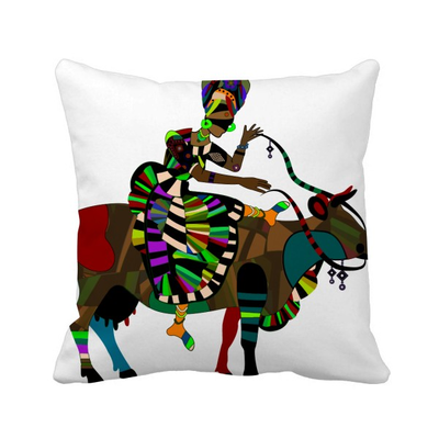 

Cow Ride China Minority Dressing Totem Square Throw Pillow Insert Cushion Cover Home Sofa Decor Gift
