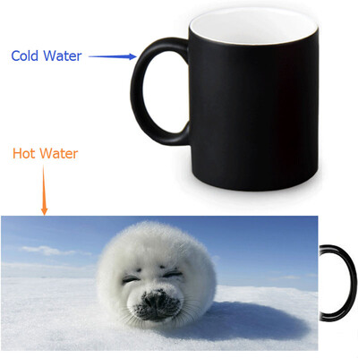 

Harp Seal 350ml / 12oz Heat Reveal Mug Color Change Чашка кофе Чувствительные морфинг-кружки Волшебная чашка для чайных чашек