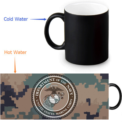 

USMC 350ml/12oz Heat Reveal Mug Color Change Coffee Cup Sensitive Morphing Mugs Magic Mug Milk Tea Cups