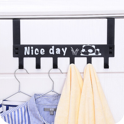 

Yuhuaze door behind the nail-free hook 6 hook hanger coat rack bathroom accessories storage rack set of 2 black white