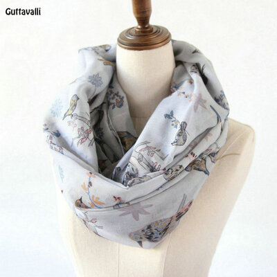 

Guttavalli Women Charm Birds Animal Ring Shawl Vintage Stripe Chevron Loop Scarf Soft Bohemia Геометрические цветы Бесконечные шарфы