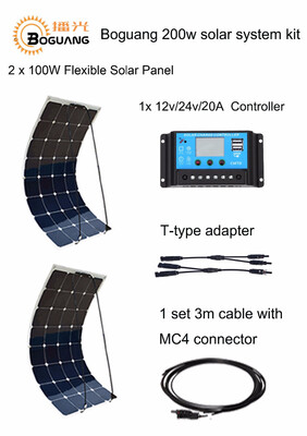 

Boguang 200W солнечный система 2шт 100W Sunpower солнечного панели Sunpower cell Для дома/RV/автомобиль /яхта/ наружная питания