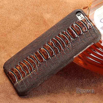 

Genuine Leather Phone Case For iPhone 6 6S Plus Case Ostrich Foot Texture Back Cover For X 7 8 Plus Case