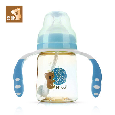 

Hito HITO ppsu wide caliber bottle resistant to fall newborn baby anti-flatulence with hand straw bottle 160ml blue CDH10902B