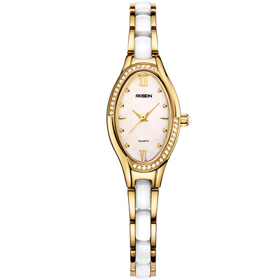

ROSDN Brand Women Rose Gold Watch Роскошные хрустальные сапфировые женские керамические браслеты из кварцевого стекла Водонепрониц