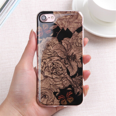 

Винтаж Цветочный блеск шику мягкий чехлы для iphone 6 6s 7 плюс Силиконовый Роскошный цветок телефона чехол для iphone X 6 8 плюс