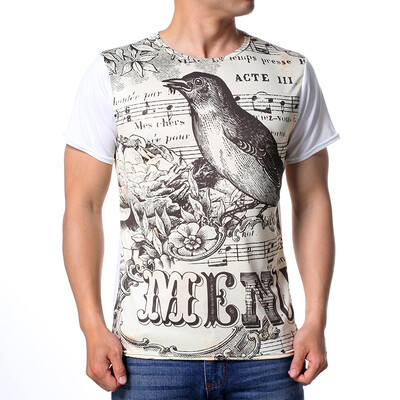 

Mens Summer Bird Printed Short Sleeve Shirt