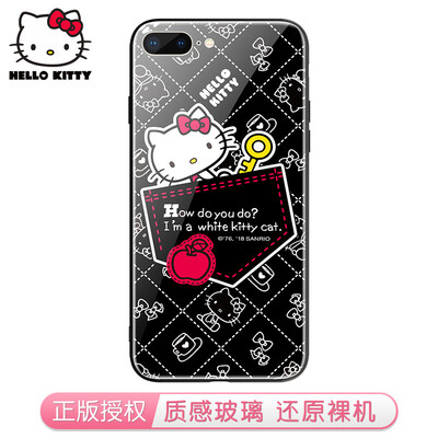 

Hello Kitty Apple 8 / 7Plus Mobile Shell iPhone8 / 7Plus Стеклянный корпус Задняя крышка Устойчивый к царапинам царапины Всеобъемлющий чехол для крышки с мягким краем Katie