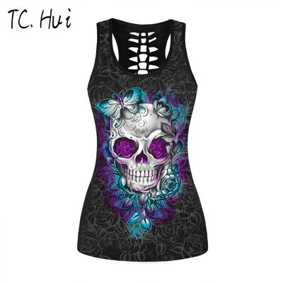 

2018 Women Halloween Tank Tops Vampire pumpkin head Corpse Skull Cartoon cat Print Camisole Festival Tops