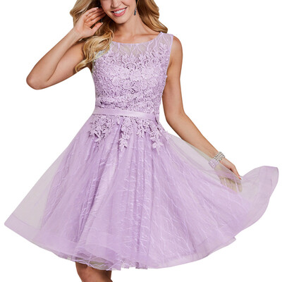 

CAZDZY Scoop Neck Lace-Up Appliques A Line Homecoming Dress