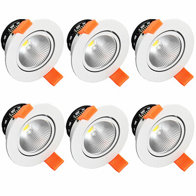 

6pcslot 5W Warm White Dimmable LED COB chip downlight dimmer Recessed white led lamp epistar LED Ceiling light Spot Light ceiling