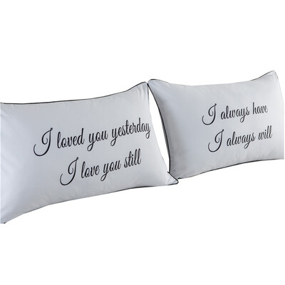 

iDouillet Microfiber Printed Pillowcases Set of 2 Wedding Engagement Marriage Valentines Couple Gift 19x29 inch Set of 2 White