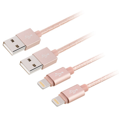 

iPhone Cable, 2Pack (2x 1M / 3.3FT) Нейлоновая плетеная синхронизация и зарядка USB-кабелей Шнур зарядного устройства для iPhone, iPad, iPod - Rose Gold