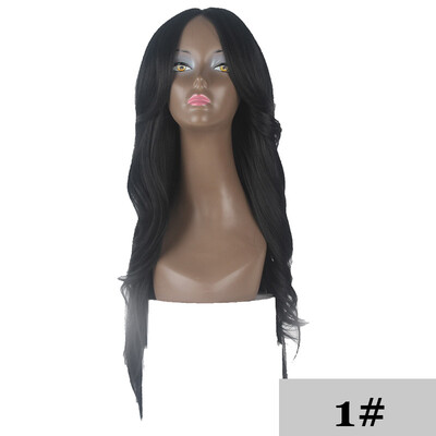 

XTRESS Heat Resistant Synthetic Wigs For Women Natural Long Straight With Bangs 26" Ombre Hair Black To Brown 180 Heavy Density