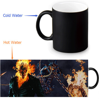

GHOST RIDER 350ml/12oz Heat Reveal Mug Color Change Coffee Cup Sensitive Morphing Mugs Magic Mug Milk Tea Cups