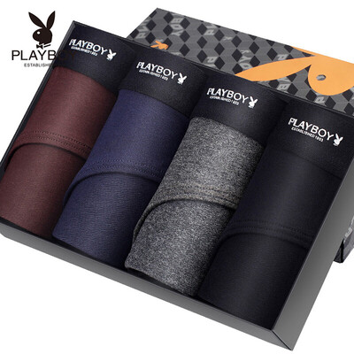 

Playboy mens underwear briefs 95 cotton underwear men loose breathable u convex waist elastic mens pants 4 strips 5859B multicolor
