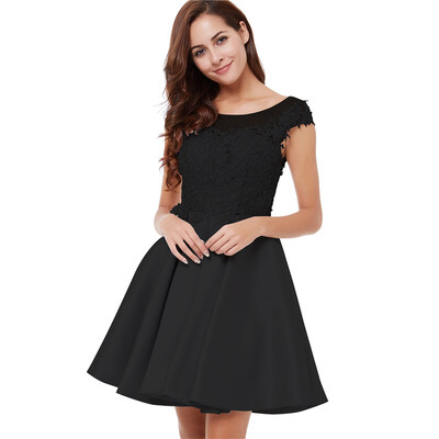 

CAZDZY Cap Sleeves A-Line Scoop Appliques Lace Short Homecoming Dress
