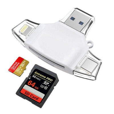 

SD / Micro SD Card Reader для iPhone iPad / Android Телефон / компьютер, адаптер карты памяти с функцией освещения, фото и видео для камеры