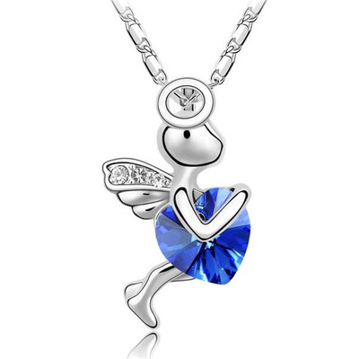 

Heart Crystal from Austrian Angel Pendant Necklace For Women High Quality Fashion Jewelry Friendship Party Gift 2211