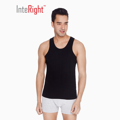 

INTERIGHT vest mens cotton rib stretch vest 2 strips black white L