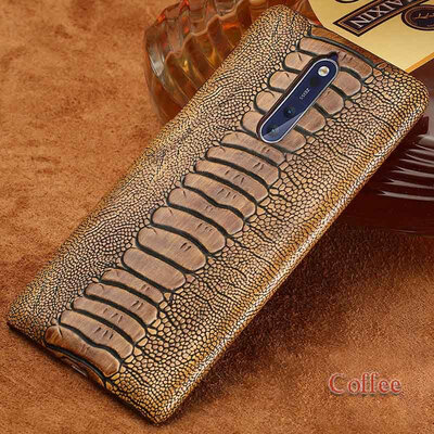 

Genuine Leather Phone Case For Nokia 6 8 Case Ostrich Foot Texture Back Cover