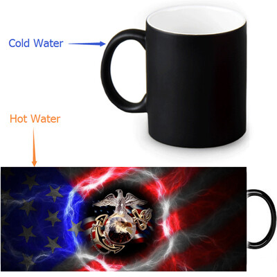 

USMC 350ml12oz Heat Reveal Mug Color Change Coffee Cup Sensitive Morphing Mugs Magic Mug Milk Tea Cups