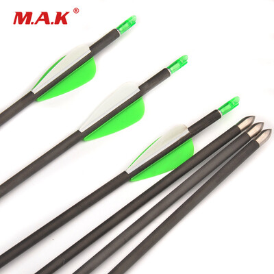 

6 шт. Pure Carbon Arrow Длина 30 дюймов Позвоночник 700 Диаметр 5,6 мм для соединения / Recurve Bow Стрельба из лука Охота