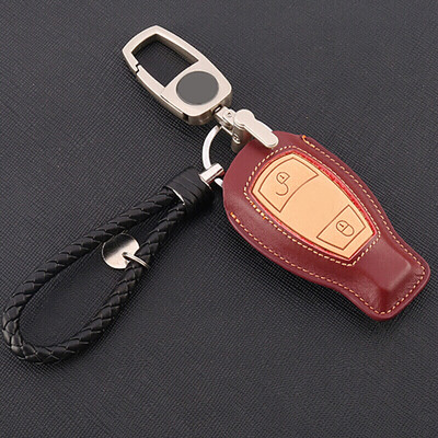 

Huashi Mercedes-Benz GLA key bag Mercedes-Benz GLA leather key set key ring protective cover modified special 2 key wine red all-inclusive