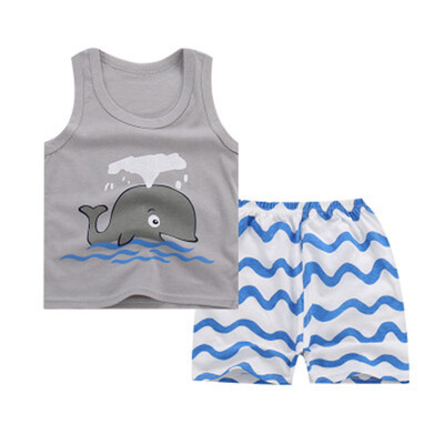 

Summer Baby Clothing Set Cartoon Boys Girls Children Clothes Set Sport Infant Kid Suits Tracksuits Cotton Vest Pants