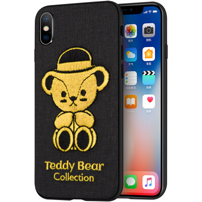 

Teddy Collection Apple iPhoneX Mobile Shell Apple 10 Cover Creative 3D Three-dimensional Embroidery All-inclusive silicone Anti-drop soft shell Teddy