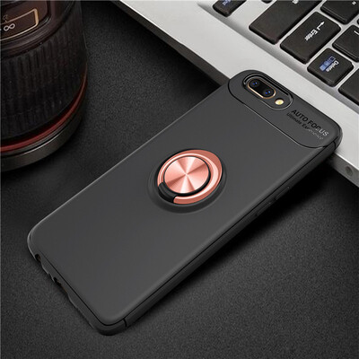 

OPPO R11 Luxury Metal Ring Magnetic Bracket Shockproof Cooling TPU Phone Case