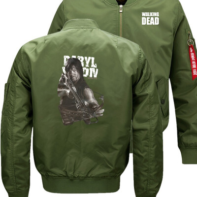 

Walking dead Bomber Flight Flying Jacket Winter thicken Warm Zipper Men Jackets Anime Mens Casual Coat
