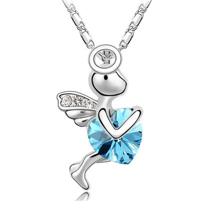 

Heart Crystal from Austrian Angel Pendant Necklace For Women High Quality Fashion Jewelry Friendship Party Gift 2211