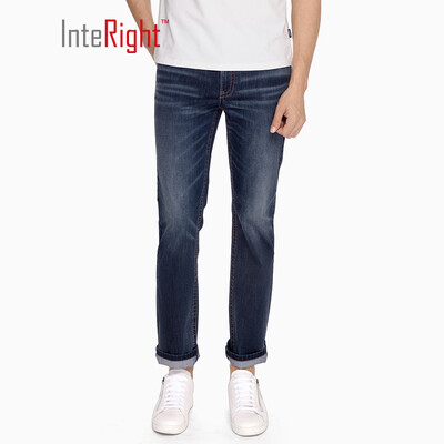 

INTERIGHT jeans mens straight casual cycling quick-drying jeans dark blue 32L