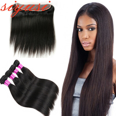 

Перуанская Virgin Hair 3 Bundles Body Wave With 13x4 Lace Frontal Closure Free Part Virgin Человеческие волосы с закрытием