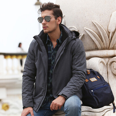 

Pelliot&PELLIOT outdoor jackets men&women three in one waterproof breathable autumn&winter couple two-piece set 11740115 male dark gray XL