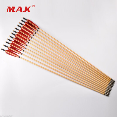 

12 шт HandMade Wooden 31 дюймов Cedar Pine Arrow с турецкими перьями OD 8.5 мм для стрельбы из лука Стрельба