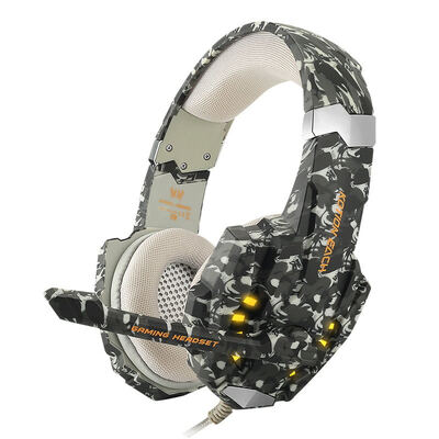 

KOTION EACH G9600 camouflage black single plug headphones wear chicken bag ear belt wheat USB subwoofer computer headset glar
